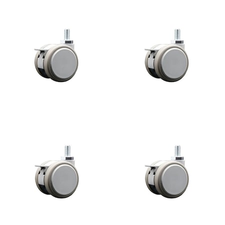 Service Caster 2 Inch MRI Safe Casters with Brakes, 3/8 Inch Threaded Stem, Set of 4, SCC, 4PK SCC-TS02S50-TPR-GRY-B-381634-MRI-4